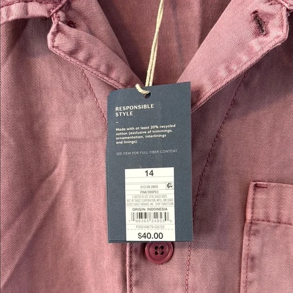 Universal Thread Pink Corduroy Jumpsuit Relaxed Fit - Picture 7 of 9